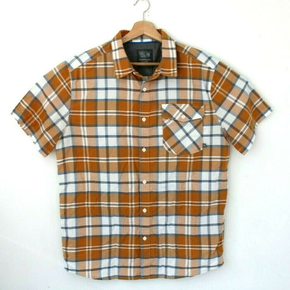 Mountain Hard Wear Mens Large Short Sleeve Orange Button Up Summer Shirt